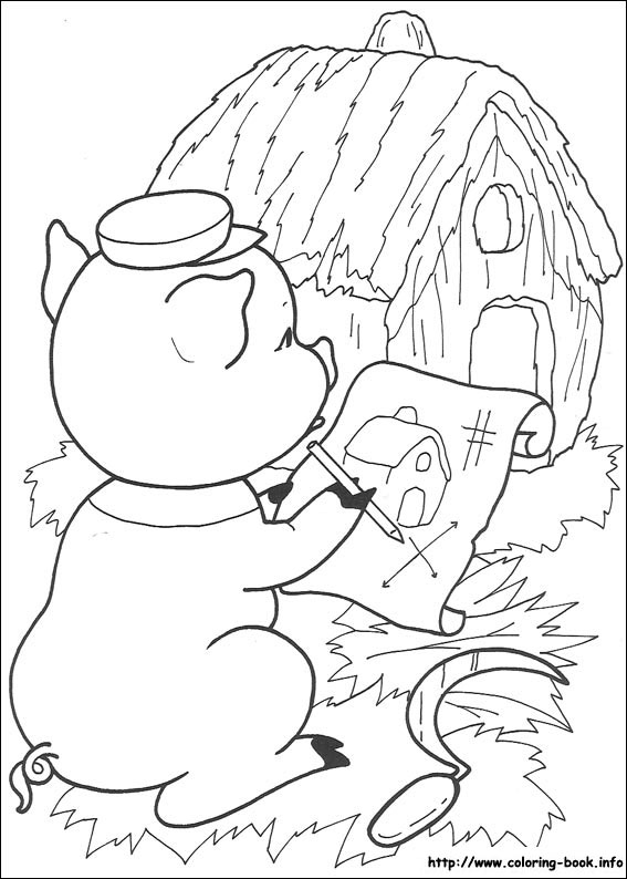 The three little pigs coloring picture